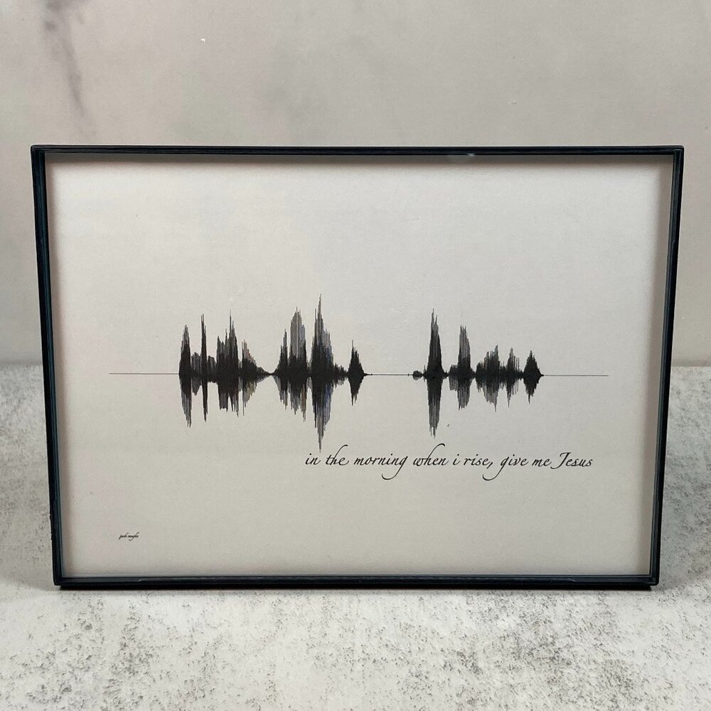 NEW In The Morning Soundwave Framed Wall Art 5x7in Black White Christian Hymn